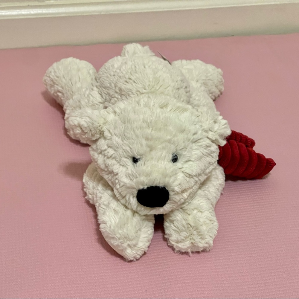 Nat & Jules Bear Teddy Bear White Red Scarf Soft Plush 14” Stuffed Animal Rare